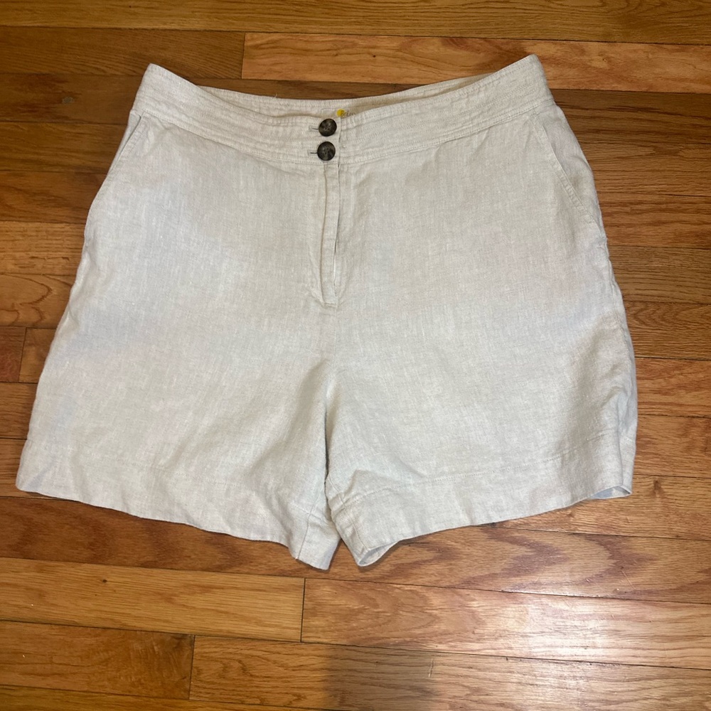 Boden Women’s Light Beige Natural Linen Shorts Sz 12